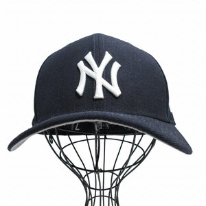 ニューエラ NEW ERA AWAKE 別注 美品 59FIFTY ニューヨークヤンキース ベースボールキャップ 帽子 ワッペン 刺繍 黒 ブラック 58.7cm 0527