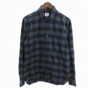 リーバイス Levi's シャツ 長袖 ボタンダウン BD チェック グレー M ■SM3 メンズ