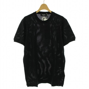 未使用品 ディースクエアード DSQUARED2 タグ付き Tシャツ カットソー メッシュ ロゴ クルーネック 半袖 S74GD0971 S24276 /DK 黒 ブラック