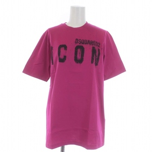 未使用品 ディースクエアード DSQUARED2 タグ付き Icon Spray R. Tee Tシャツ カットソー 半袖 ロゴプリント S80GC0034 /KH ピンク M ■GY2