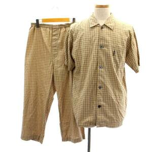 バーバリー BURBERRY ノバチェック パジャマ ルームウェア シャツ 半袖 パンツ M ベージュ /HK ■OS メンズ