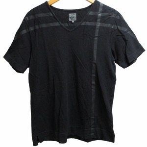 カルバンクラインシーケー Calvin Klein C.K Tシャツ カットソー 鹿の子 半袖 Vネック テープ加工 黒 ブラック Lサイズ 0531 メンズ