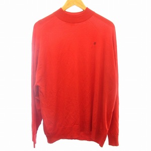 ジョンスメドレー JOHN SMEDLEY × シンヤコズカ 美品 ウール ニット セーター ロゴ刺繍 赤 レッド M IBO52 メンズ