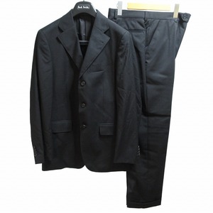 ポールスミス PAUL SMITH デルフィノ地 美品 スーツ セットアップ ビジネス フォーマル ウールテーラードジャケット パンツ 黒 L ■KK5