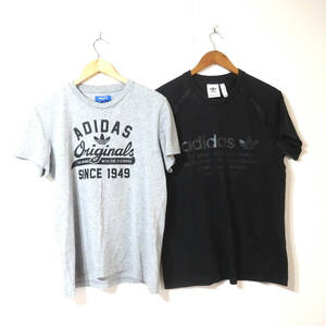 【送料無料】アディダスTシャツ２枚セット/グレー　黒　トレフォイルロゴ　adidas Lサイズ　
