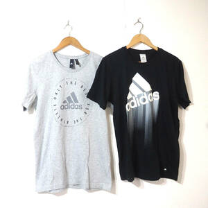 【送料無料】アディダスTシャツ２枚セット/スリーストライプス　adidas Lサイズ　黒　グレー