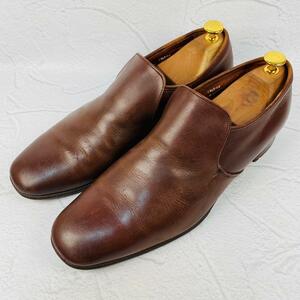 [ rare ]Crockett&Jones Crockett and Jones slip-on shoes square tu tea Brown 10 28.5cm authentic leather sole 