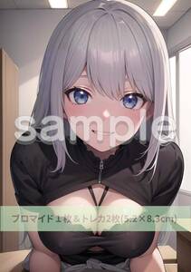 ブロマイド生写真＆トレカ2枚【豪華セット期間限定】オリジナルアニメ同人マンガ かわいい女の子 レズな女子 巨乳ギャル 清楚系貧乳A99