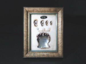 XC205*CULTURED PEARL.. pearl specimen .. raw length condition 3 YEARS OLD wooden picture frame / Old .. pearl shell growth process collection /