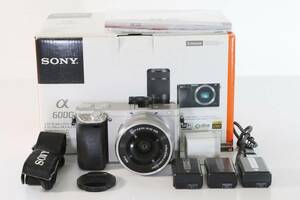 [美品] ソニー Sony α6000 Power Zoom Kit シルバー ミラーレスCamera 海外対応言語 送料無料