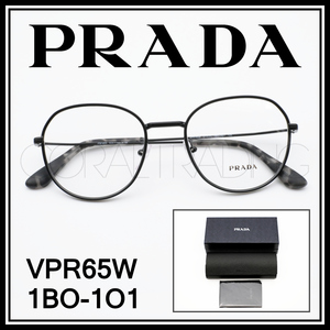 24096★新品本物！PRADA VPR65W 1BO-1O1 マットブラック プラダ メタルフレーム ボストン ラウンド メンズ レディース メガネ 眼鏡