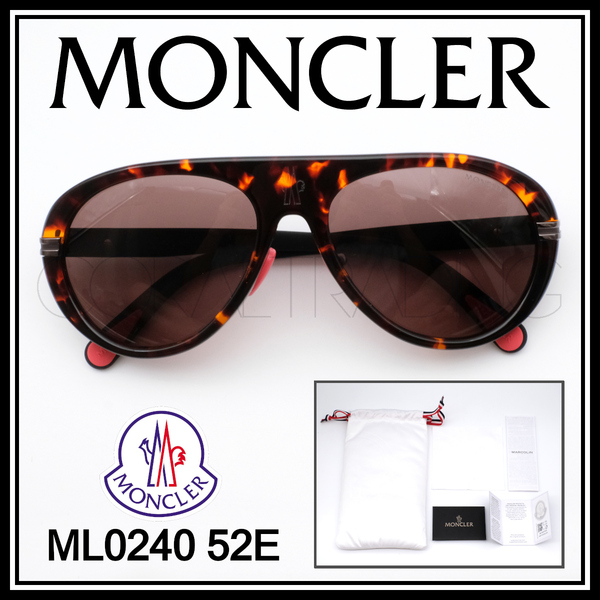 24119★新品本物!MONCLER ML0240 52E NAVIGAZE べっ甲柄/ブラック モンクレール 高級サングラス アビエイター ティアドロップ