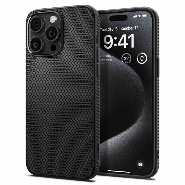 【 iPhone 15 Pro Max用】 ケース マット ソフト　ブラック Spigen