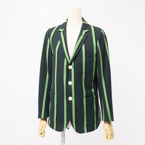 MG3269: Pearly Gates /PEARLY GATES* wool * stripe pattern * tailored jacket * Golf wear * made in Japan * size 2* green group 