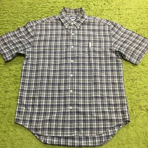 【made in India】90's Americanclothing/OLDNAVY/cottonS:S button-down shirt/size S/JAPAN LL/1sttag/bluecheckbody/