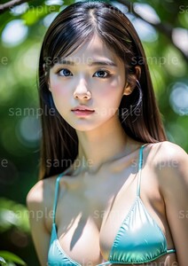 AI美女 AIイラスト A4ポスター 光沢ゴールド写真用紙使用 高画質 AIアート AIグラビア かわいい 女の子 美人 美少女 セクシー 巨乳(74020)
