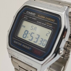 1 иен работа товар Junk CASIO Casio цифровой наручные часы нержавеющая сталь retro способ модель chi-p Casio A158W