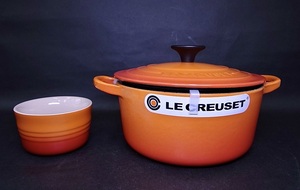 ** не использовался товар LE CREUSETru* Crew zeko раскладушка long do18cm orange сигнал low кастрюля IH печь соответствует коробка, с дополнением **