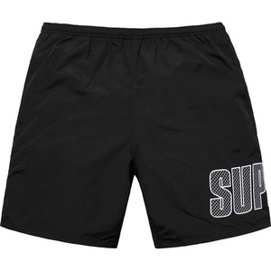 国内オンライン購入 Supreme Logo Appliqu Water Short Black Medium 黒 Mサイズ 19ss