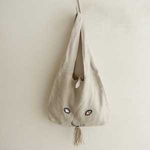  mina perhonen mina perhonen *usa bag.. bag * light beige gray knitted flax linen handbag bag bag (ba85-2404-157)[10F42]