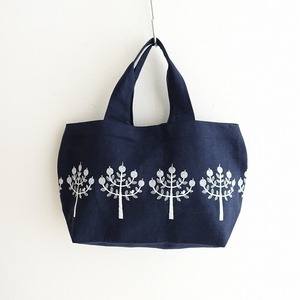 [ beautiful goods / regular price 1.3 ten thousand ] mina perhonen mina perhonen *ringopa knee ni bag large * navy blue navy flax linen tote bag (ba85-2404-153)[10F42]