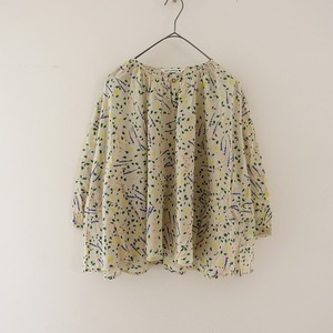  mina perhonen mina perhonen *pleasure herb cotton wide pull over blouse *38 thin shirt cotton (1-2404-576)[10F42]