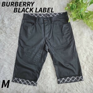 # beautiful goods * rare #BURBERRY BLACKLABEL Burberry Black Label shorts Short noba check leather Logo badge attaching stamp .M