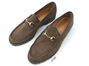 [z27385]GUCCI Gucci bit Loafer бизнес обувь Brown замша Италия производства дешевый старт 