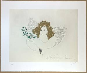 * Fuji .heming* copperplate engraving * angel * with autograph * limitation * inside attaching * ultra rare! 6 month 9 day ( day ) till. limited exhibition 