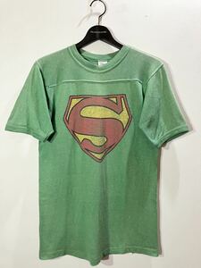 80s USA製 vintage Sport-T by STEDMAN タグ スーパーマン プリント フットボール Tシャツ S 緑 グリーン ビンテージ アメコミ Superman 