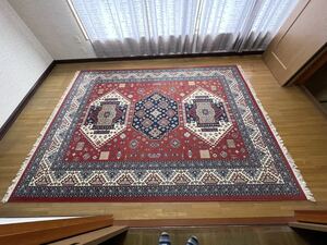 長方形絨毯 カーペット ペルシャ風ラグ 中古品
