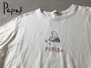 PAPAS+●一休み中のシロクマ ロゴプリント Tシャツ●パパス
