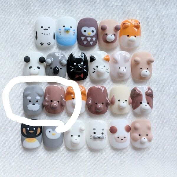 【単品/現品】犬 シュナウザー プードル トイプードル 茶色 ブラウン 顔 アニマル 動物 親指 3D 個性派 ワンホン