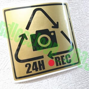 《ドラレコステッカー 防犯カメラステッカー★24H REC/金×黒/ドライブレコーダーステッカー 防犯ステッカー》