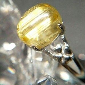 高透明 ゴールドタイチンルチル 指輪 リング16号フリーサイズ SILVER925② 天然石 パワーストーン