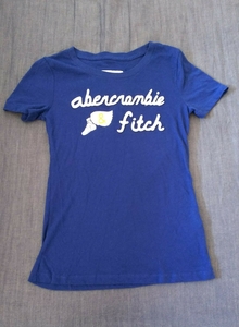 abercrombie&fitch Tシャツ アバクロンビー&フィッチ ブルー 青 ガールズ XL 女性S～Mくらい Abercrombie アバクロ