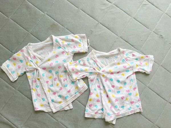 ベビー 肌着 短肌着 新生児 ハートマーク 出産準備 2枚セット