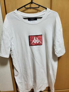 Kappa×1PIU1UGUALE3 RELAX ウノ ピゥ ウノ ウグァーレ トレリラックス スパンコールワッペンTシャツXL 