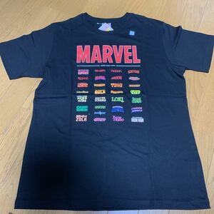 新品 マーベル Tシャツ Lサイズ 黒 コミックス 作品タイトル ロゴ スパイダーマン アイアンマン トール ハルク GU UNIQLO