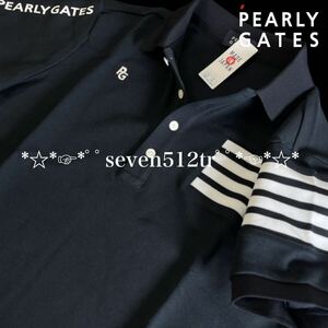 本物 新品 41393165 PEARLY GATESパーリーゲイツ/5(サイズL)超人気 4ラインシリーズ半袖ポロシャツ 日本製