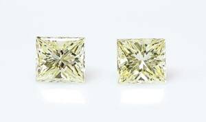 [100 jpy ~]VS1! total 0.716ct pair loose natural diamond LIGHT YELLOW( natural color )PR cut 