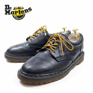 UK9　28cm相当　Dr.Martens　ドクターマーチン　5ホール　レザーシューズ　ワークシューズ　イエローステッチ　ブラック　黒/24.5.28/P921