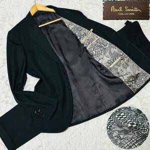 最高級◆ポールスミスコレクション『圧巻の裏地』スーツ セットアップ2B メンズL 総柄 テーラードジャケット 日本製 Paul Smith Collection
