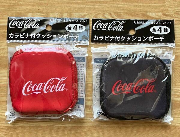 コカコーラ カラビナ付クッションポーチ 2種 2個セット コカ・コーラ ロゴ レッド ブラック