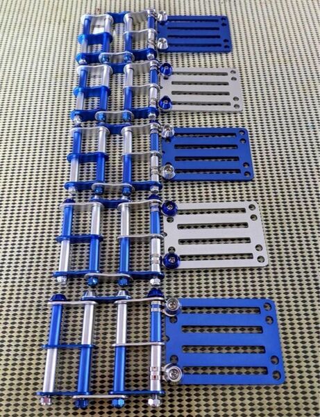 ブルー×シルバー ニックス風ベルトループ 腰道具 腰袋 工具差し 4段チェーン付き