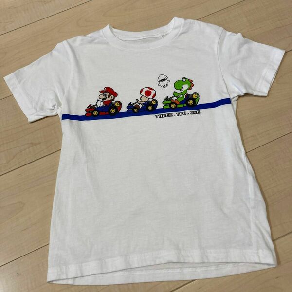 ユニクロ　スーパーマリオ　マリオカート　サイズ130 半袖Tシャツ ホワイト コットン　UNIQLO キッズ