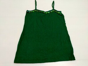 Cocue cocue camisole made in Japan cotton cotton deep green spangled green plain world Marimekko merusi- balk tank top 