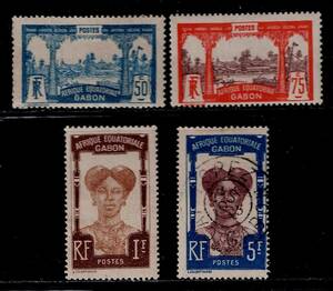 ★仏領・ガボン　1910～22年　赤道アフリカ切手に国名印刷シリーズ（3）　4種