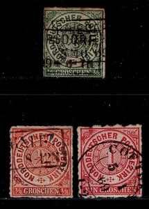 ★独・北ドイツ郵便連合　1868年（1）　＃2～4　3種