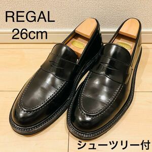 【美品】REGAL リーガル ローファー JU11 ブラック 黒 純正シューツリー付 革靴 ビジネスシューズ